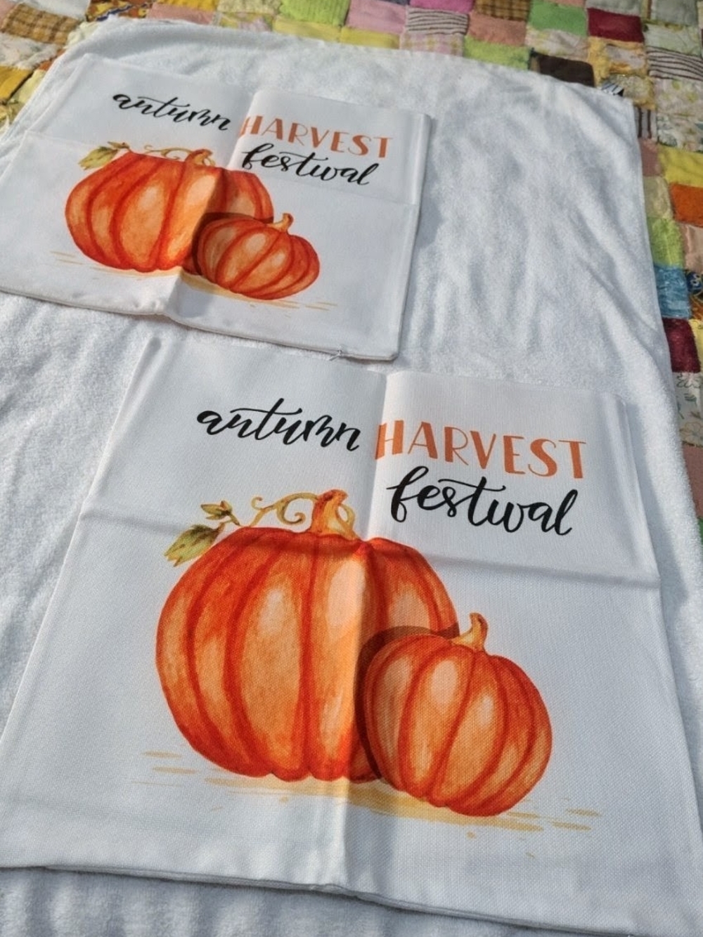 Autumn Harvest Pumpkin Accent Pillow Covers ~ Orange ~ Lot of 2